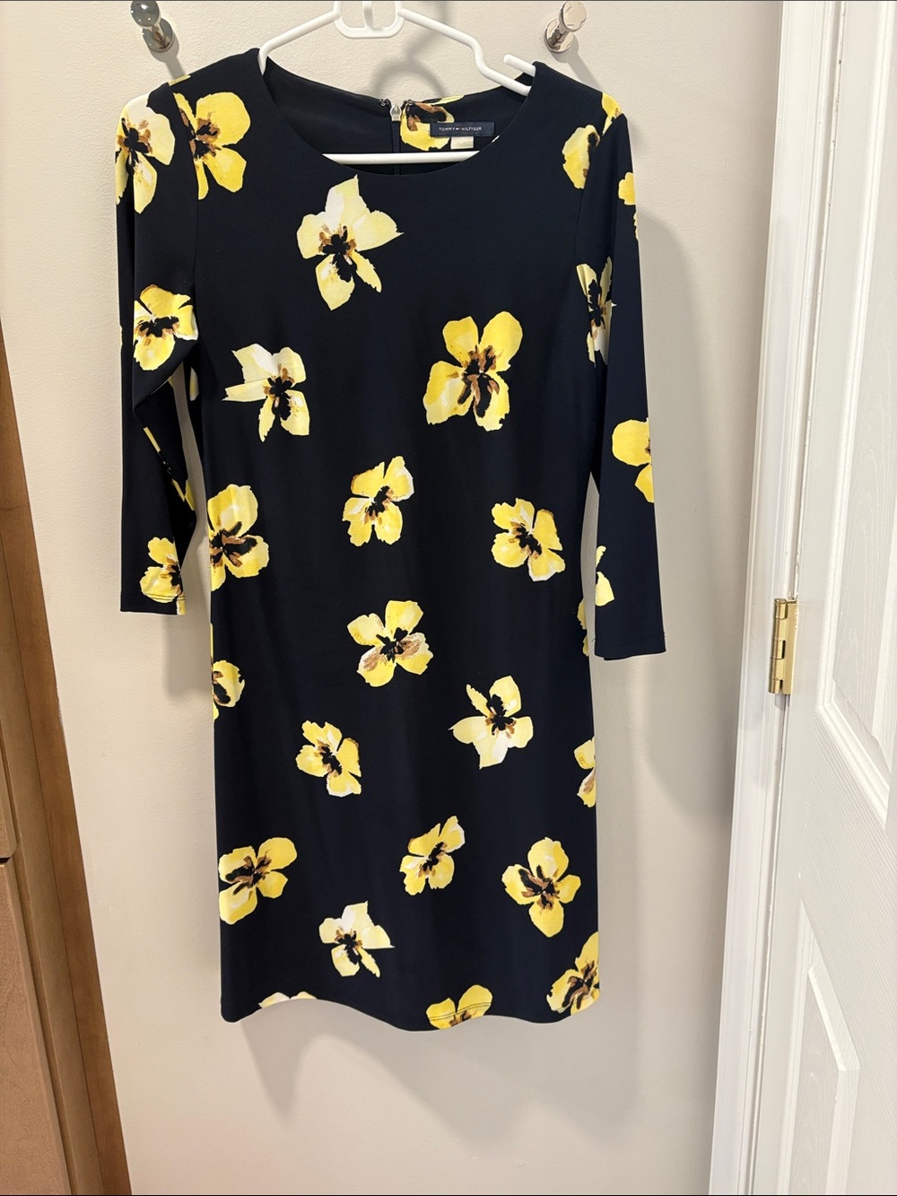 Tommy Hilfiger Navy Long-Sleeve Dress with Yellow Floral Print